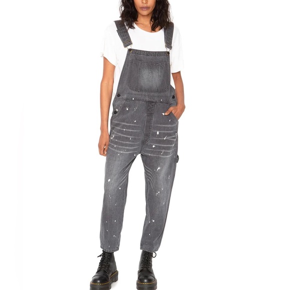 Sandrine Rose xFree People Polka Grey Denim Overall Sz XS - Picture 1 of 10